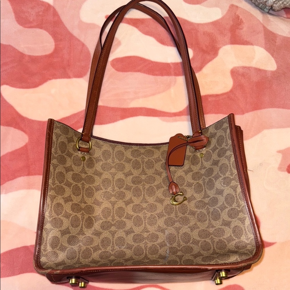 Coach Brown and Tan Signature Tote